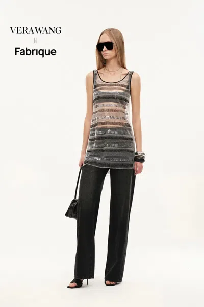 Fabrique Twilight Embroidered Sleeveless Dress In Beaded Mesh In Multi