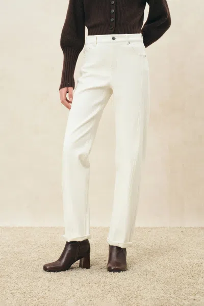 Fabrique Tyler Straight Leg Jeans In Fleece Lined Denim In White