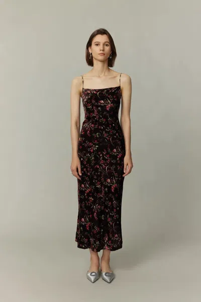Fabrique Uma Slip Dress In Mulberry Silk Blend Velvet In Black