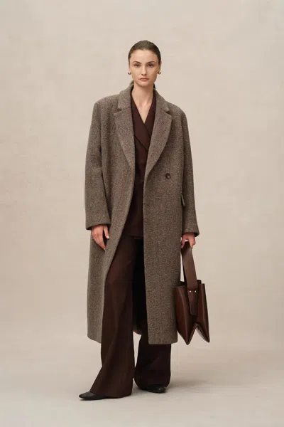 Fabrique Uomo Asymmetric Coat In Merino Wool Tweed