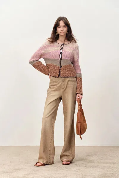 Fabrique Van Buren Irregular Gradient Knit Cardigan In Merino Wool In Multi
