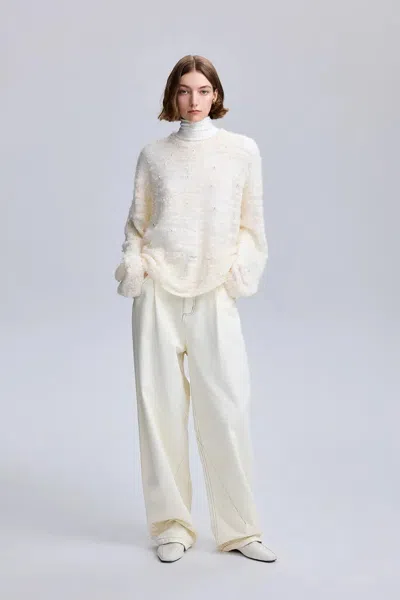 Fabrique Vega Pearl Sweater In Baby Alpaca Blend In White