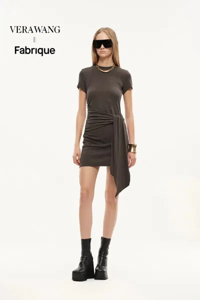 Fabrique Vestige Tie Up Waist Dress In Cotton Knit In Gray