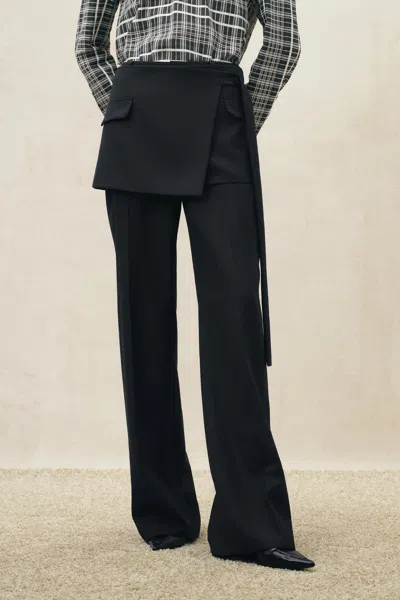 Fabrique Vibe Detachable Panel Wide Leg Pants In Grey