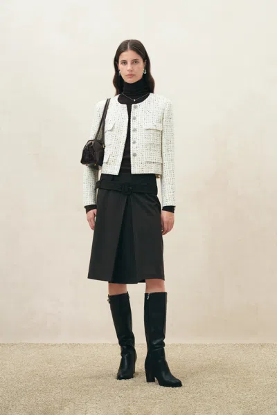 Fabrique Victoria Shimmer Check Jacket In Wool Tweed In White