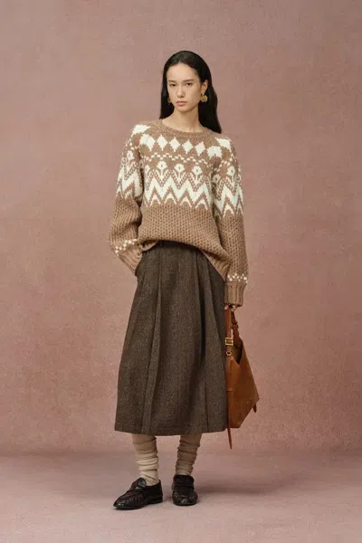 Fabrique Vigga Fair Isle Sweater In Coarse Spun Merino Wool In Multi