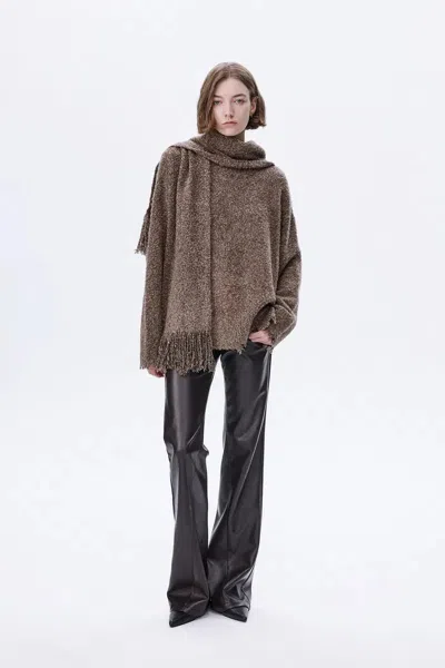 Fabrique Virginia Handcrafted Sweater With Detachable Scarf In Bouclé Blend Knit Yarn