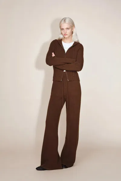 Fabrique Vivi Hooded Fitted Cardigan And Pants Matching Sets In Merino Wool Knit