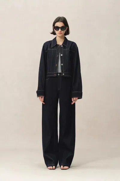 Fabrique Wendy Denim Jacket In Raw Denim In Blue