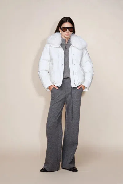 Fabrique Winnie Detachable Fur Down Jacket In Faux Leather In White