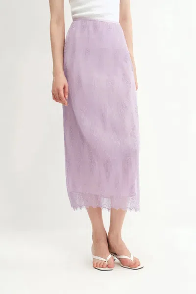 Fabrique Xyla Midi Skirt In Pleated Lace In Purple