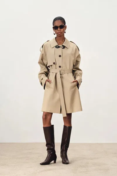 Fabrique Yori Wrinkle Resistant Midi Trench Coat In Lightweight Cotton