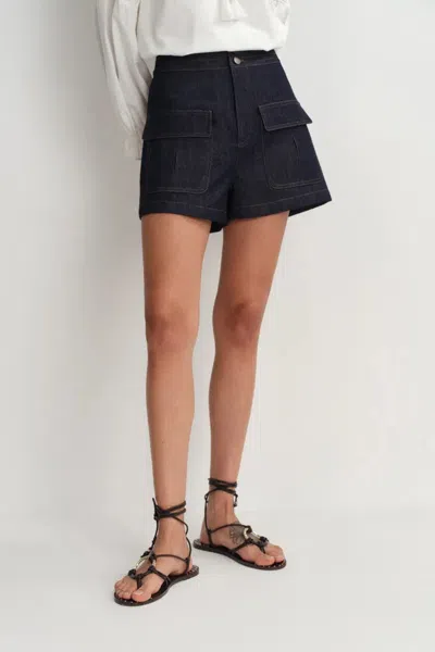 Fabrique Zach Denim Shorts In Silk-cotton Denim In Blue