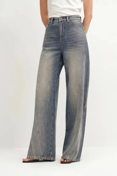 Fabrique Zeki Baggy Barrel Leg Jeans In Cotton Denim In Gray