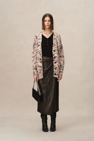 Fabrique Zoey Animal Print Cardigan In Chunky Cotton Knit