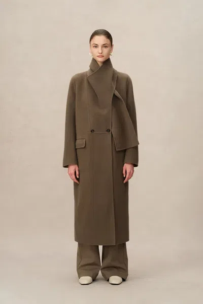 Fabrique Zyma Oversized Coat In Merino Wool In Brown