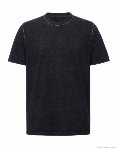Fabrizio Del Carlo Black Round Neck Cotton Casual T-shirt In Multi