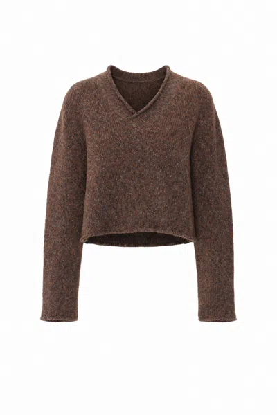 Fabrizio Del Carlo Boxy Alpaca-blend Sweater With V-neckline In Brown