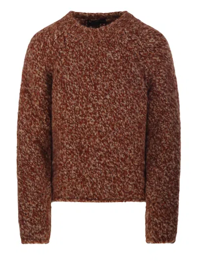 Fabrizio Del Carlo Chunky Knit Merino-alpaca Crewneck Sweater In Brown