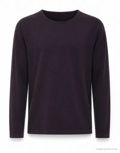 Fabrizio Del Carlo Dark Brown Lightweight Cotton Long Sleeve Top In Black