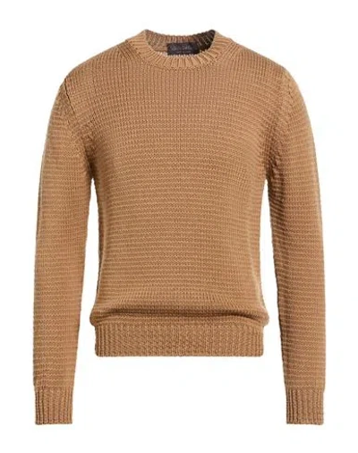 Fabrizio Del Carlo Man Sweater Camel Size L Merino Wool, Elastane In Brown
