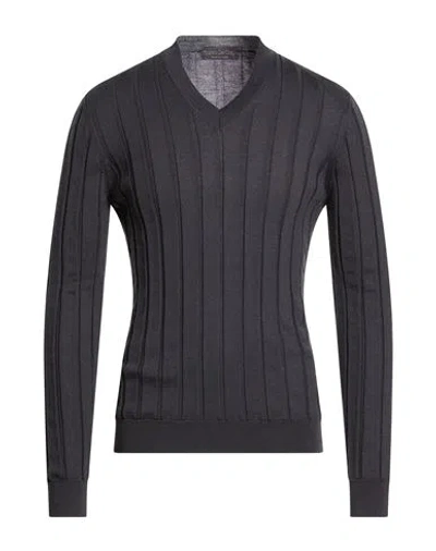 Fabrizio Del Carlo Man Sweater Lead Size Xl Merino Wool In Gray