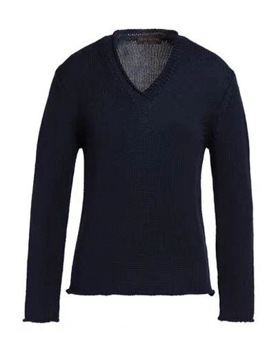 Fabrizio Del Carlo Man Sweater Navy Size M Merino Wool In Blue
