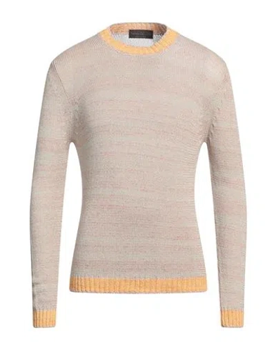 Fabrizio Del Carlo Man Sweater Sand Size L Cotton, Linen In Beige