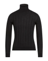 Fabrizio Del Carlo Man Turtleneck Charcoal Size M Merino Wool In Black