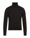 Fabrizio Del Carlo Man Turtleneck Dark Brown Size M Merino Wool In Black
