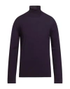 Fabrizio Del Carlo Man Turtleneck Purple Size L Merino Wool In Purple