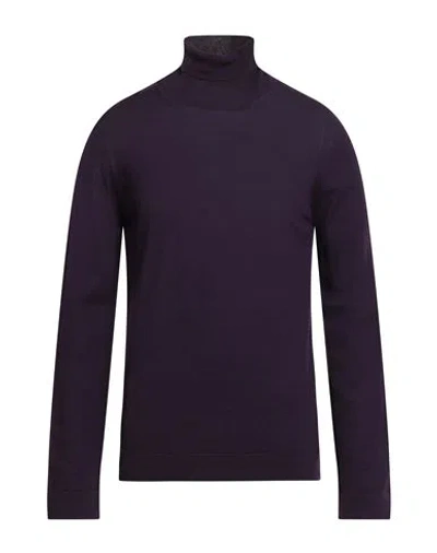Fabrizio Del Carlo Man Turtleneck Purple Size L Merino Wool