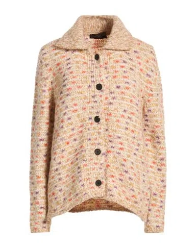 Fabrizio Del Carlo Woman Cardigan Beige Size S Merino Wool, Polyamide, Alpaca Wool, Mohair Wool, Cot In Brown