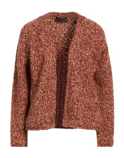 Fabrizio Del Carlo Woman Cardigan Rust Size Xs Merino Wool, Alpaca Wool, Polyamide In Brown