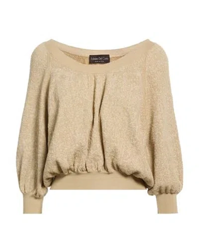 Fabrizio Del Carlo Woman Sweater Beige Size M Cotton, Elastane In Brown