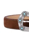 Fabrizio Mancini Engraved-buckle Suede Belt In Brown