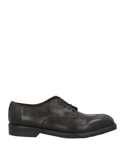 Fabrizio Silenzi Man Lace-up Shoes Dark Brown Size 9 Leather