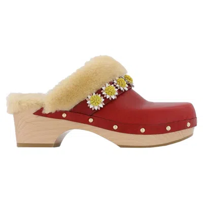 Fabrizio Viti Jean Daisy Trim Clog In Burgundy Leather