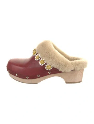 Pre-owned Fabrizio Viti Leather Fur Trim Mules