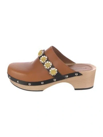Pre-owned Fabrizio Viti Leather Mules In Brown