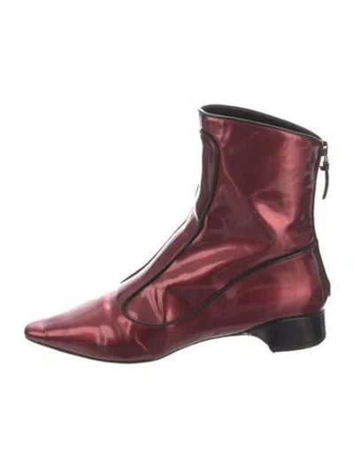 Pre-owned Fabrizio Viti Patent Leather Combat Boots In Burgundy