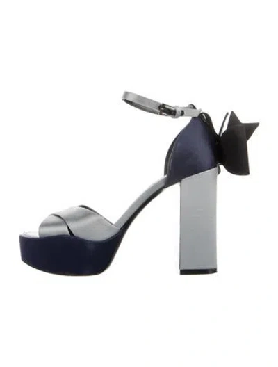 Pre-owned Fabrizio Viti Satin Colorblock Pattern D'orsay Pumps In Blue