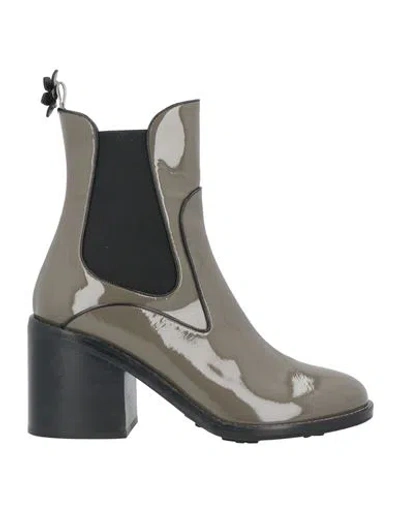 Fabrizio Viti Woman Ankle Boots Khaki Size 10 Soft Leather In Beige