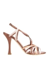 Fabrizio Viti Woman Toe Strap Sandals Bronze Size 11 Textile Fibers In Yellow