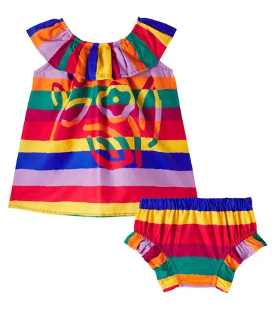 Fabula Baby Striped Cotton Dress And Bloomers Set In Multi