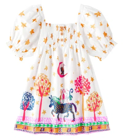 Fabula Kids' Burrica Printed Cotton Dress In Est Festa Da Burrica Fundo Off