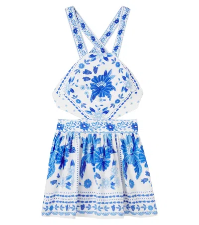 Fabula Kids' Cutout Floral Dress In Blue