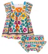 Fabula Fábula Baby Cotton Dress And Bloomers Set In Multi