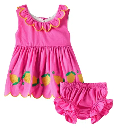 Fabula Baby Cotton Dress And Bloomers Set In Pink