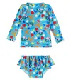 Fabula Baby Floral Rashguard And Bikini Bottoms Set In Blue